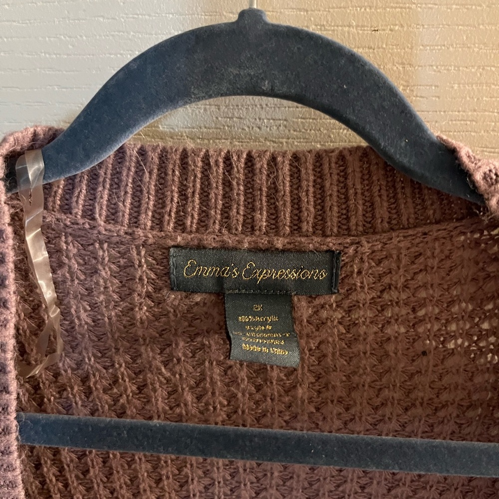 Emma’s Expressions Chocolate Brownish Mauve Women's Cardigan - Picture 5 of 5
